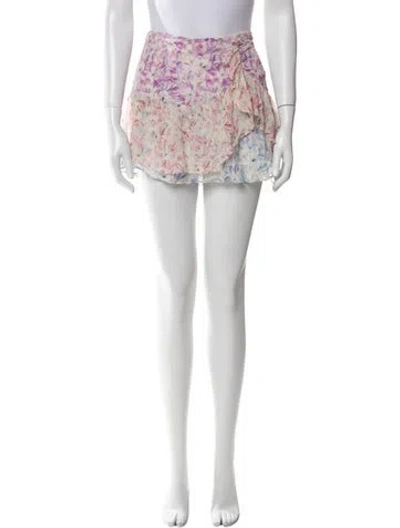 Pre-owned Loveshackfancy Floral Print Mini Skirt In Purple