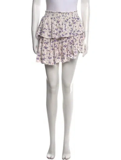 Pre-owned Loveshackfancy Floral Print Mini Skirt In Purple
