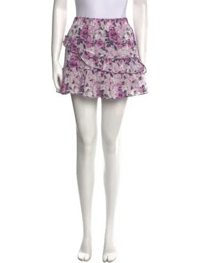 Pre-owned Loveshackfancy Floral Print Mini Skirt In Purple