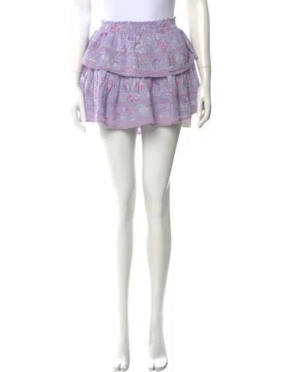Pre-owned Loveshackfancy Floral Print Mini Skirt In Purple