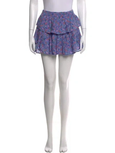 Pre-owned Loveshackfancy Floral Print Mini Skirt In Purple