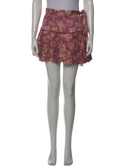 Pre-owned Loveshackfancy Floral Print Mini Skirt In Purple