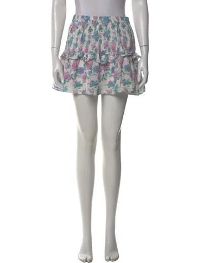 Pre-owned Loveshackfancy Floral Print Mini Skirt In Purple
