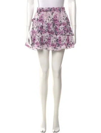 Pre-owned Loveshackfancy Floral Print Mini Skirt In Purple