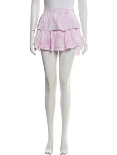 Pre-owned Loveshackfancy Floral Print Mini Skirt In Purple