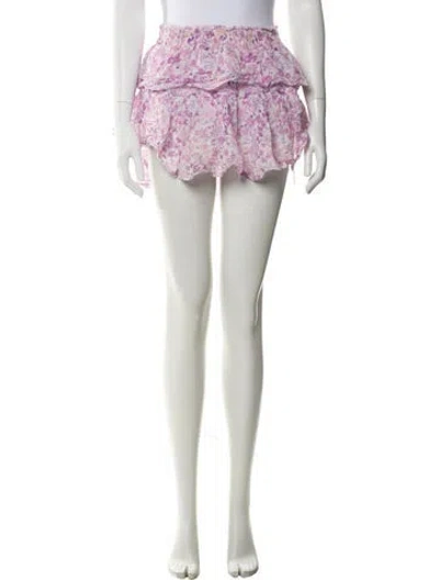 Pre-owned Loveshackfancy Floral Print Mini Skirt In Purple