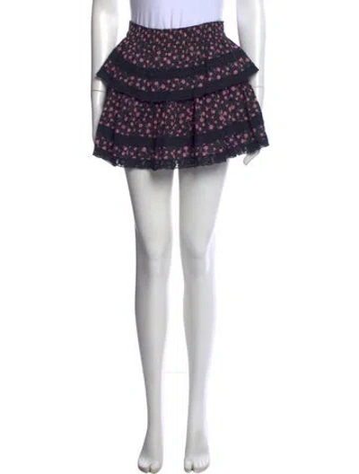 Pre-owned Loveshackfancy Floral Print Mini Skirt In Purple