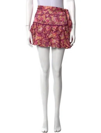 Pre-owned Loveshackfancy Floral Print Mini Skirt In Purple