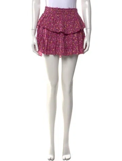 Pre-owned Loveshackfancy Floral Print Mini Skirt In Purple