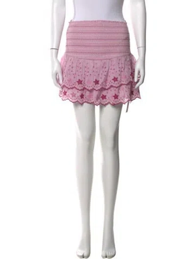 Pre-owned Loveshackfancy Floral Print Mini Skirt In Purple