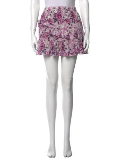 Pre-owned Loveshackfancy Floral Print Mini Skirt In Purple