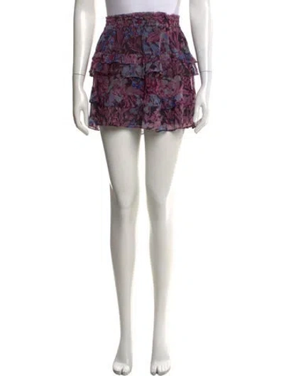 Pre-owned Loveshackfancy Floral Print Mini Skirt In Purple
