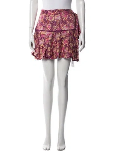 Pre-owned Loveshackfancy Floral Print Mini Skirt In Purple