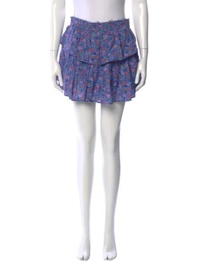 Pre-owned Loveshackfancy Floral Print Mini Skirt In Purple