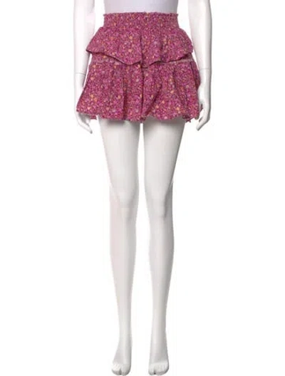 Pre-owned Loveshackfancy Floral Print Mini Skirt In Purple