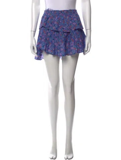Pre-owned Loveshackfancy Floral Print Mini Skirt In Purple
