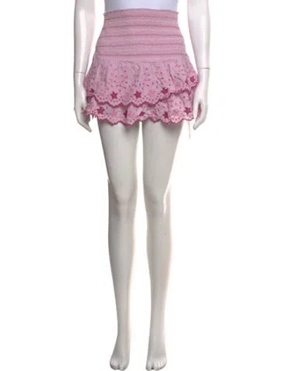 Pre-owned Loveshackfancy Floral Print Mini Skirt In Purple
