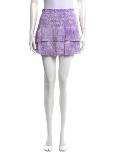 Pre-owned Loveshackfancy Floral Print Mini Skirt In Purple