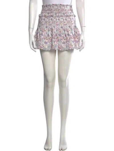 Pre-owned Loveshackfancy Floral Print Mini Skirt In Purple