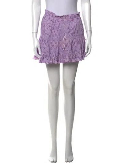 Pre-owned Loveshackfancy Floral Print Mini Skirt In Purple