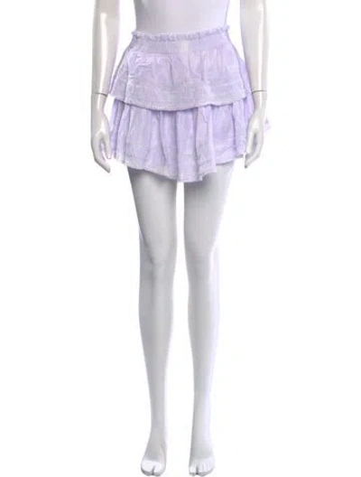 Pre-owned Loveshackfancy Floral Print Mini Skirt In Purple