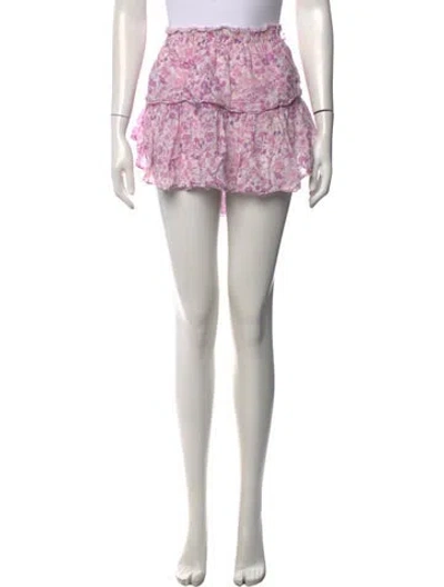 Pre-owned Loveshackfancy Floral Print Mini Skirt In Purple