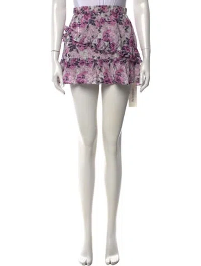 Pre-owned Loveshackfancy Floral Print Mini Skirt In Purple