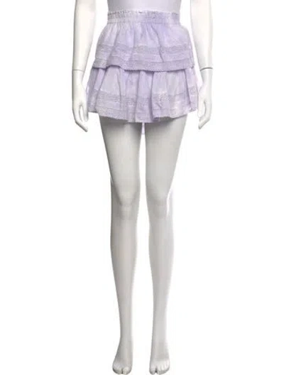 Pre-owned Loveshackfancy Floral Print Mini Skirt In Purple