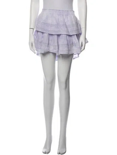 Pre-owned Loveshackfancy Floral Print Mini Skirt In Purple