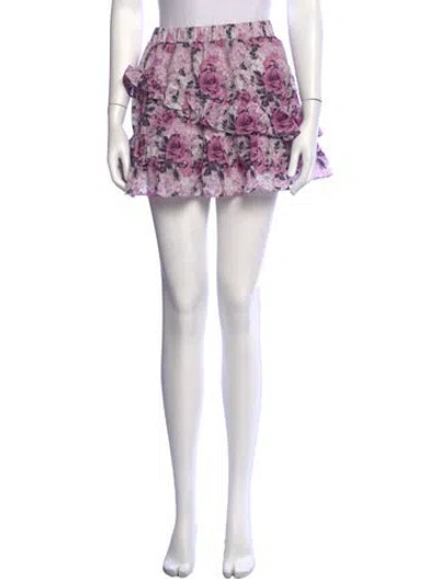 Pre-owned Loveshackfancy Floral Print Mini Skirt In Purple