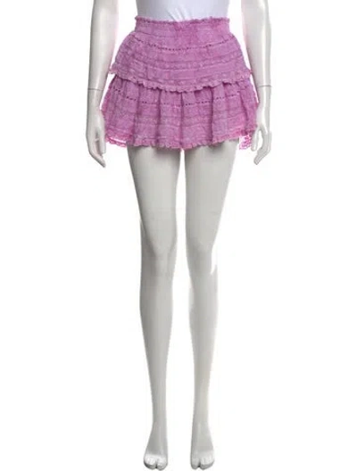 Pre-owned Loveshackfancy Floral Print Mini Skirt In Purple
