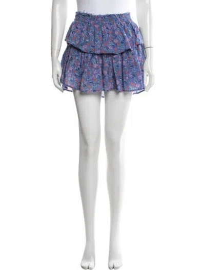 Pre-owned Loveshackfancy Floral Print Mini Skirt In Purple