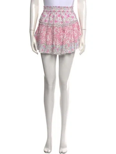 Pre-owned Loveshackfancy Floral Print Mini Skirt In Purple/red/white