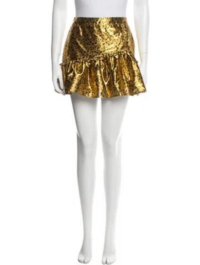 Pre-owned Loveshackfancy Floral Print Mini Skirt In Silver