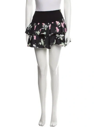 Pre-owned Loveshackfancy Floral Print Mini Skirt W/ Tags In Black