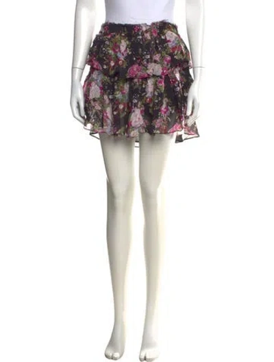 Pre-owned Loveshackfancy Floral Print Mini Skirt W/ Tags In Black