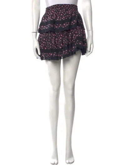 Pre-owned Loveshackfancy Floral Print Mini Skirt W/ Tags In Black