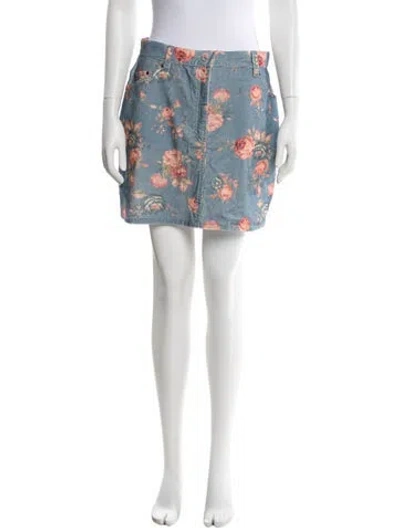 Pre-owned Loveshackfancy Floral Print Mini Skirt W/ Tags In Blue