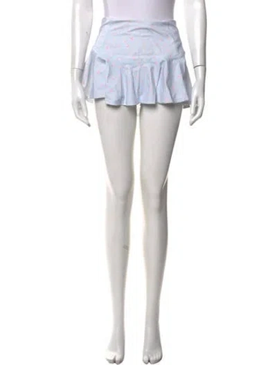 Pre-owned Loveshackfancy Floral Print Mini Skirt W/ Tags In Blue