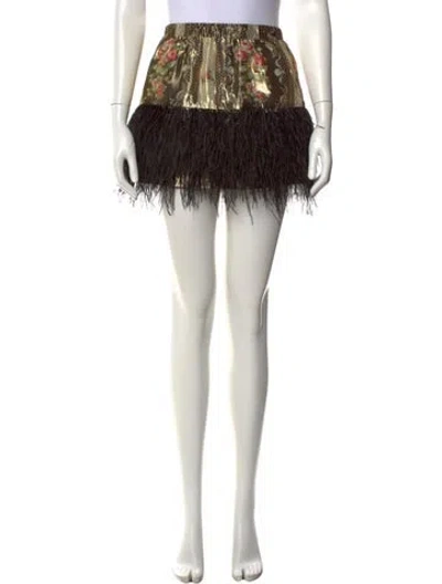 Pre-owned Loveshackfancy Floral Print Mini Skirt W/ Tags In Brown