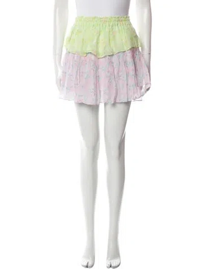 Pre-owned Loveshackfancy Floral Print Mini Skirt W/ Tags In Green