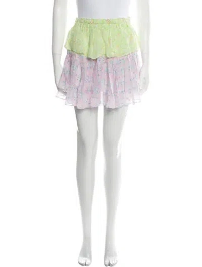 Pre-owned Loveshackfancy Floral Print Mini Skirt W/ Tags In Multi