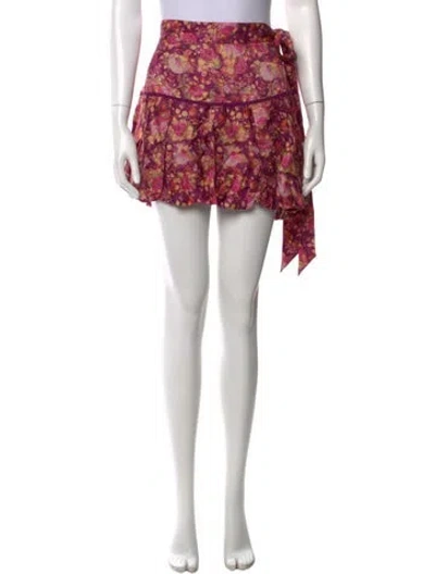 Pre-owned Loveshackfancy Floral Print Mini Skirt W/ Tags In Multi