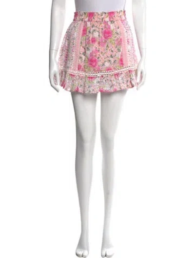 Pre-owned Loveshackfancy Floral Print Mini Skirt W/ Tags In Multi