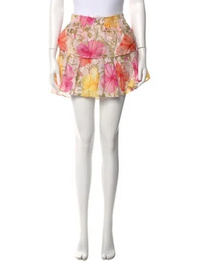 Pre-owned Loveshackfancy Floral Print Mini Skirt W/ Tags In Multi