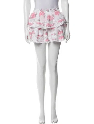 Pre-owned Loveshackfancy Floral Print Mini Skirt W/ Tags In Multi