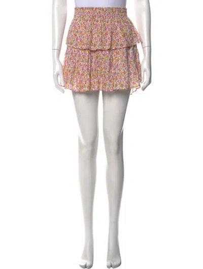 Pre-owned Loveshackfancy Floral Print Mini Skirt W/ Tags In Neutral