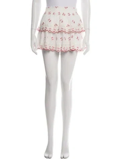Pre-owned Loveshackfancy Floral Print Mini Skirt W/ Tags In Neutrals
