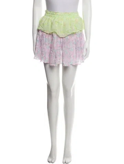 Pre-owned Loveshackfancy Floral Print Mini Skirt W/ Tags In Pink