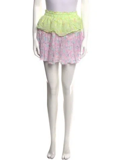 Pre-owned Loveshackfancy Floral Print Mini Skirt W/ Tags In Pink
